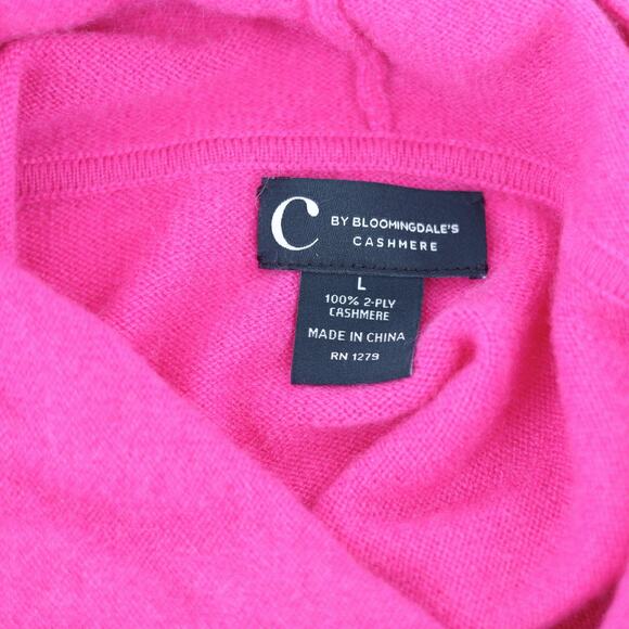 C by Bloomingdale's Women Pink Cashmere Knit Pullover Hoodie Sweater Size L - Picture 4 of 4